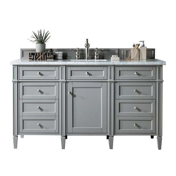 James Martin Vanities Brittany 60in Single Vanity, Urban Gray w/ 3 CM Carrara Marble Top 650-V60S-UGR-3CAR - main